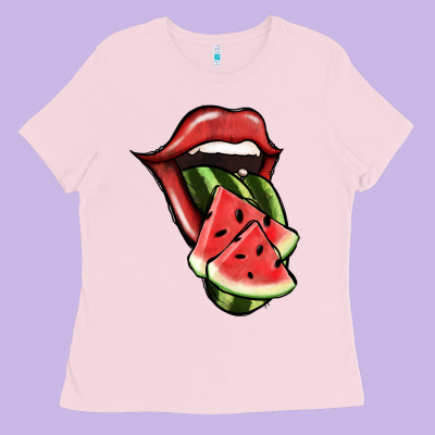 Watermelon Tongue Ladies Tee Designed By Jasminsmagicworld