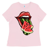 Bubblegum Pink Watermelon Tongue Ladies Tee - Jasminsmagicworld