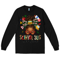 Black school bus driver afro messy bun Long Sleeve Tee - texasbilliewilder