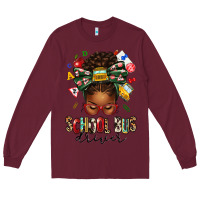 Burgundy school bus driver afro messy bun Long Sleeve Tee - texasbilliewilder