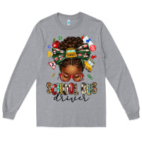 Heather Grey school bus driver afro messy bun Long Sleeve Tee - texasbilliewilder