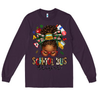 Plum school bus driver afro messy bun Long Sleeve Tee - texasbilliewilder