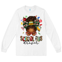 White school bus driver afro messy bun Long Sleeve Tee - texasbilliewilder
