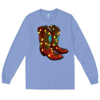 Colony Blue Western Christmas Boots Long Sleeve Tee - RanaPortraitStore