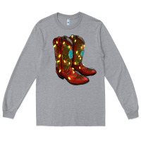 Heather Grey Western Christmas Boots Long Sleeve Tee - RanaPortraitStore