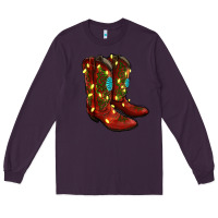 Plum Western Christmas Boots Long Sleeve Tee - RanaPortraitStore