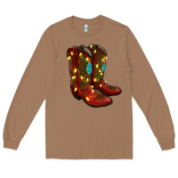 Toasted Coconut Western Christmas Boots Long Sleeve Tee - RanaPortraitStore