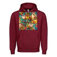 Burgundy honey and bee coffee cup with flowers and leopard seamless pattern bbs Zipper Hoodie - BundleAndBundleShop