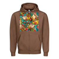 Chestnut honey and bee coffee cup with flowers and leopard seamless pattern bbs Zipper Hoodie - BundleAndBundleShop