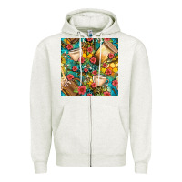 Oatmeal Heather honey and bee coffee cup with flowers and leopard seamless pattern bbs Zipper Hoodie - BundleAndBundleShop