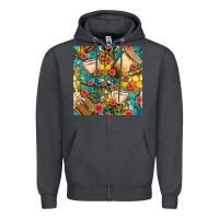 Smoke honey and bee coffee cup with flowers and leopard seamless pattern bbs Zipper Hoodie - BundleAndBundleShop