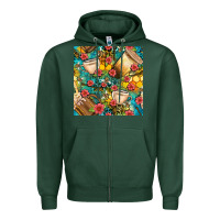 Sports Green honey and bee coffee cup with flowers and leopard seamless pattern bbs Zipper Hoodie - BundleAndBundleShop