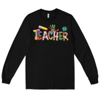 Black Autism Teacher Long Sleeve Tee - NancyCooperArtShop