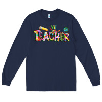 Navy Autism Teacher Long Sleeve Tee - NancyCooperArtShop
