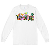 White Autism Teacher Long Sleeve Tee - NancyCooperArtShop