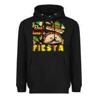 Black Just Here To Fiesta Heavyweight Hoodie - CowhideDigitalArt