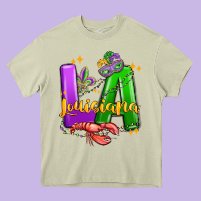 Louisiana Mardi Gras Heavy Core Tee Designed By Maliassmallbusiness