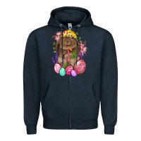 Navy Rabbit And Carrot Easter Zipper Hoodie - BundleAndBundleShop