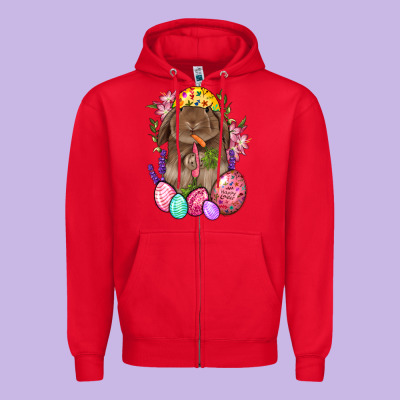 Rabbit And Carrot Easter Zipper Hoodie Designed By Bundleandbundleshop