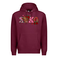Burgundy xoxo highland cow Premium Hoodie - RanaPortraitStore