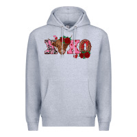 Heather Grey xoxo highland cow Premium Hoodie - RanaPortraitStore