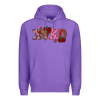 Purple xoxo highland cow Premium Hoodie - RanaPortraitStore