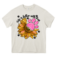Cream life is better with dogs Heavy Core Tee - NancyCooperArtShop