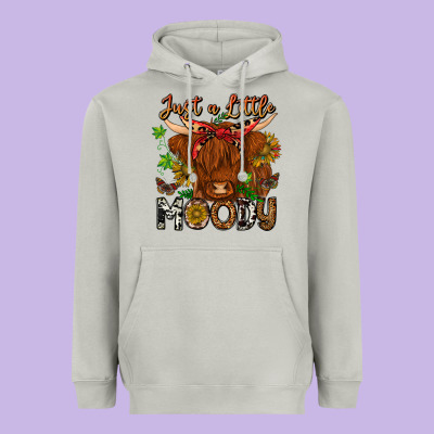 Just A Little Moody Heavyweight Hoodie Designed By Cowhidedigitalart