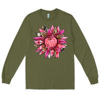 Army Green breast cancer sunflower Long Sleeve Tee - texasbilliewilder