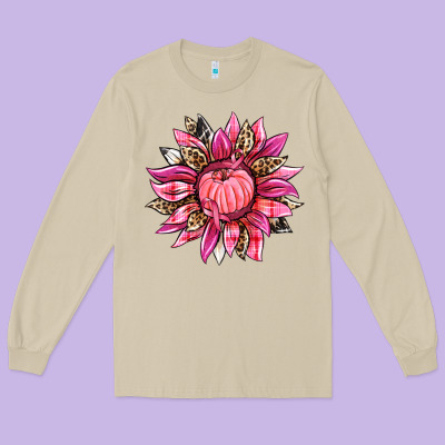 Breast Cancer Sunflower Long Sleeve Tee Designed By Texasbilliewilder