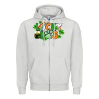 Dove Grey lucky dog St. Patricks Day Zipper Hoodie - FaDigitalArtStudio