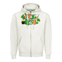Oatmeal Heather lucky dog St. Patricks Day Zipper Hoodie - FaDigitalArtStudio