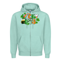 Seafoam lucky dog St. Patricks Day Zipper Hoodie - FaDigitalArtStudio