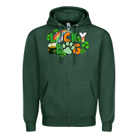 Sports Green lucky dog St. Patricks Day Zipper Hoodie - FaDigitalArtStudio