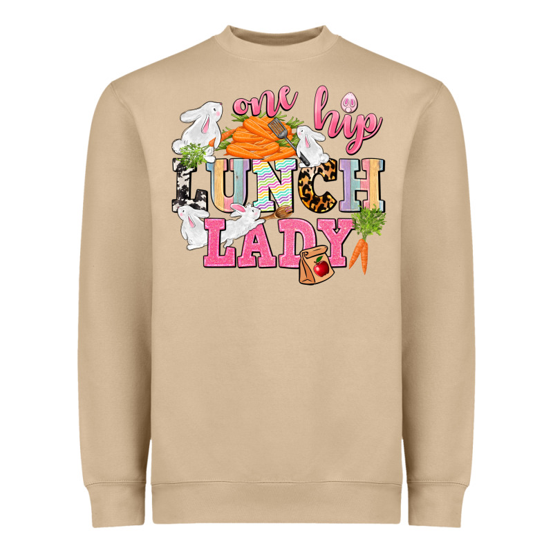 One Hip Lunch Lady Easter Day Heavyweight Sweatshirt by CowGirlArtShop | Teevron