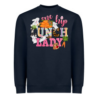 Navy One hip Lunch Lady Easter Day Heavyweight Sweatshirt - CowGirlArtShop