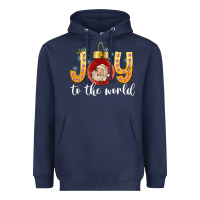 Navy Joy To The World Heavyweight Hoodie - CowhideDigitalArt