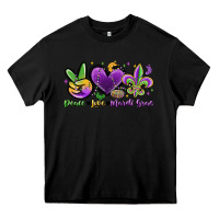 Black peace love mardi gras Heavy Core Tee - MaliasSmallBusiness
