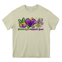 Mossy peace love mardi gras Heavy Core Tee - MaliasSmallBusiness