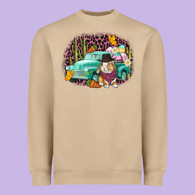 Western Rabbit Easter Day Heavyweight Sweatshirt Designed By Cowgirlartshop