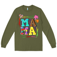 Army Green Autism Mama Long Sleeve Tee - NancyCooperArtShop