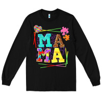 Black Autism Mama Long Sleeve Tee - NancyCooperArtShop