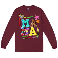 Burgundy Autism Mama Long Sleeve Tee - NancyCooperArtShop