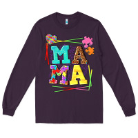 Plum Autism Mama Long Sleeve Tee - NancyCooperArtShop