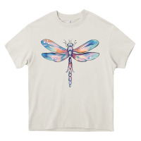 Cream dragonfly Heavy Core Tee - MaliasSmallBusiness