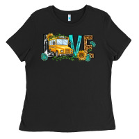 Black school bus love Ladies Tee - NancyCooperArtShop