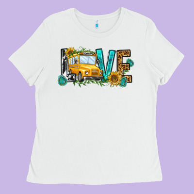 School Bus Love Ladies Tee Designed By Nancycooperartshop