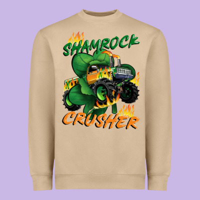 Shamrock Crusher St. Patrick's Day Heavyweight Sweatshirt Designed By Cowgirlartshop