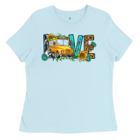 Baby Blue school bus love Ladies Tee - NancyCooperArtShop