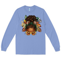 Colony Blue american football afro messy bun Long Sleeve Tee - texasbilliewilder